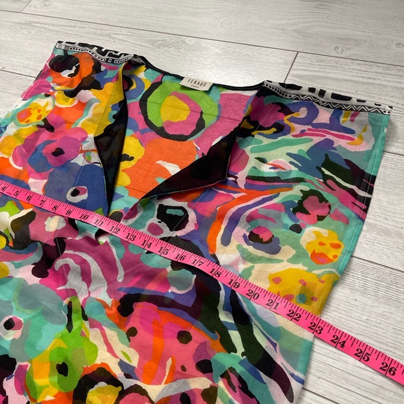 FERAUD Paris Abstract Floral Beach Dress Swim Cover Tunic Caftan O/S - Picture 10 of 10